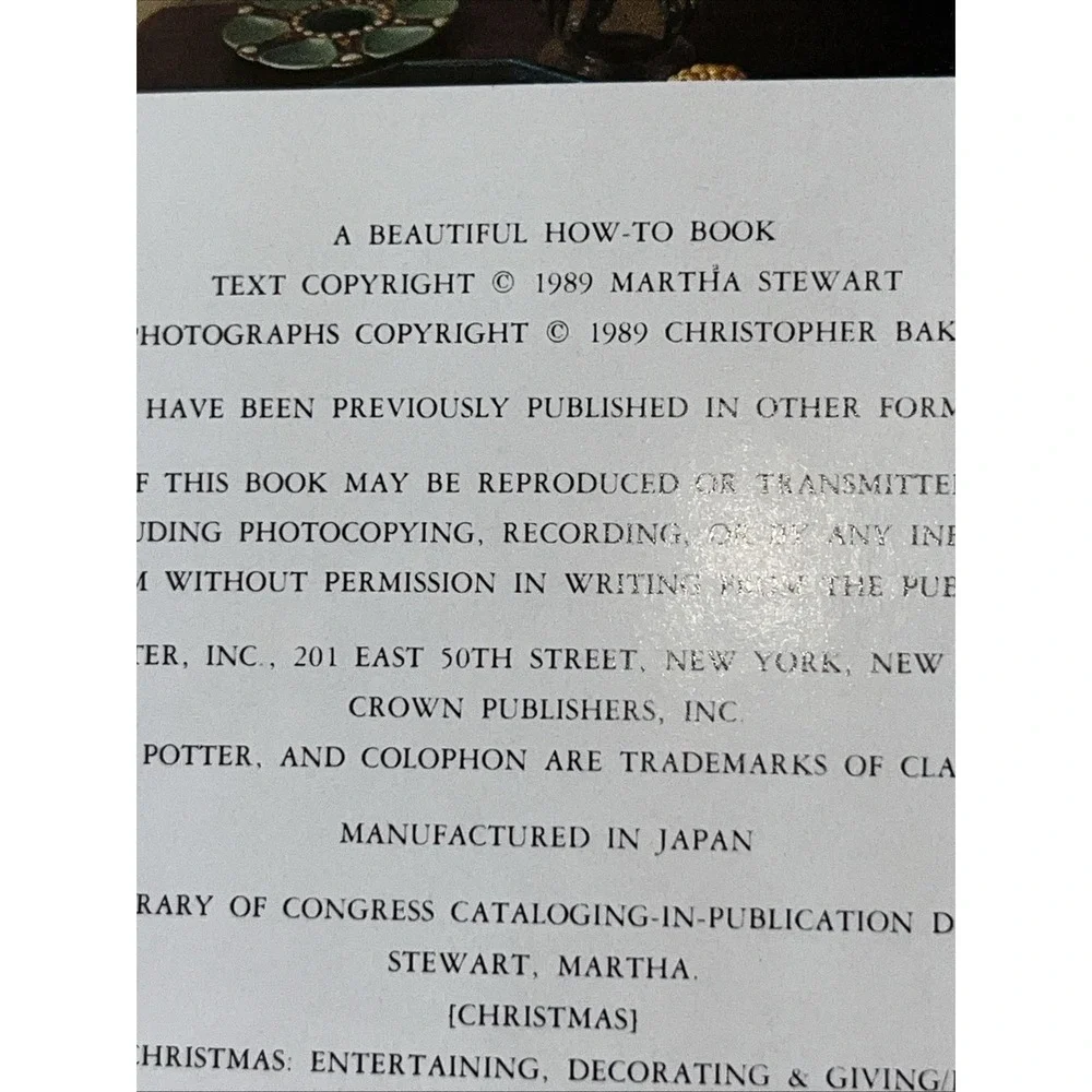 Martha Stewart's Christmas Martha Stewart 1989 Holiday Entertaining Vintage Book